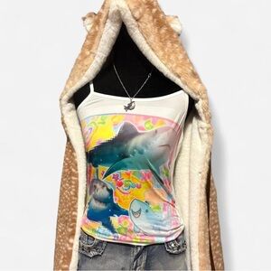 Colorful Kawaii Shark Print Women's Tank Top